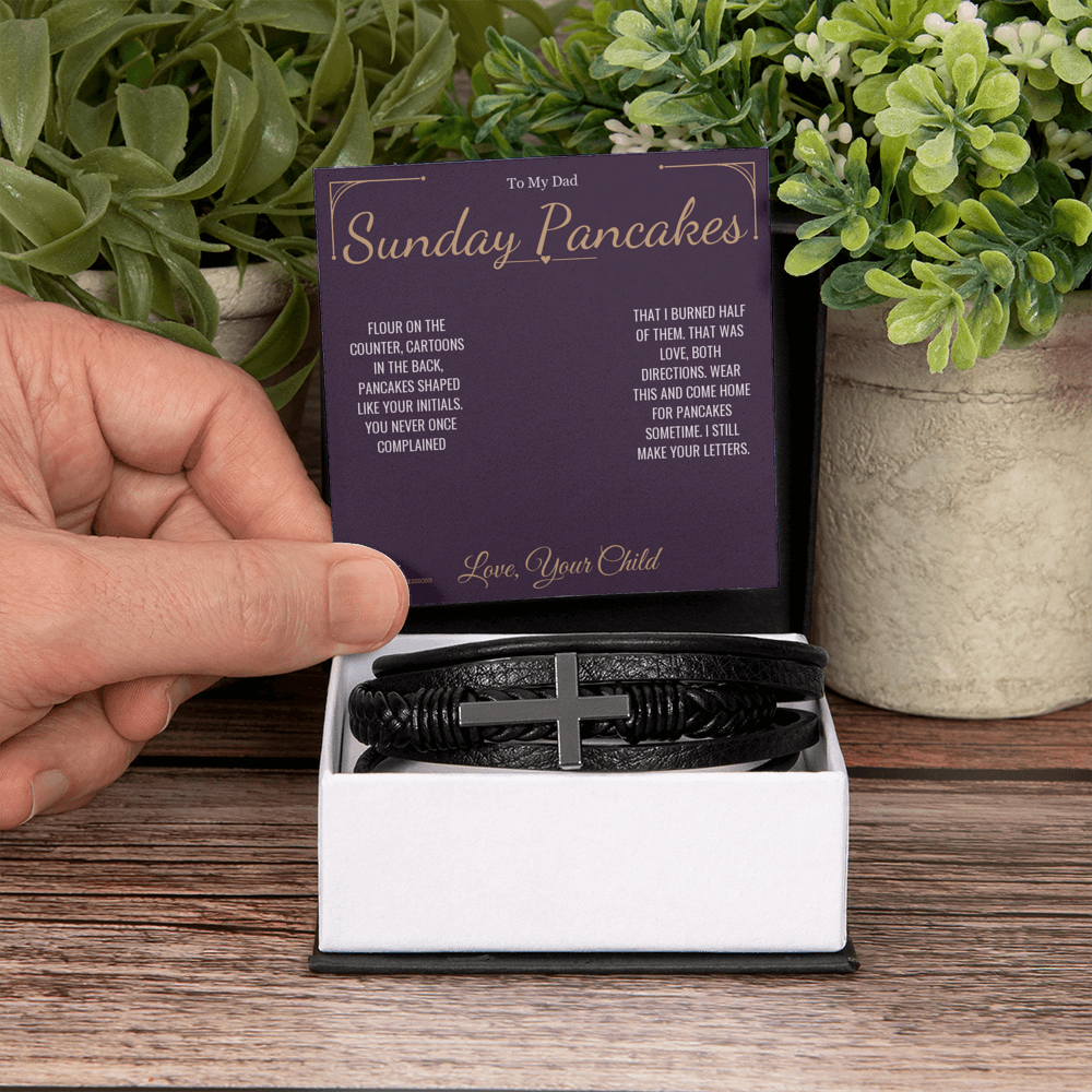 Sunday Pancakes - Men's Cross Bracelet for Dad