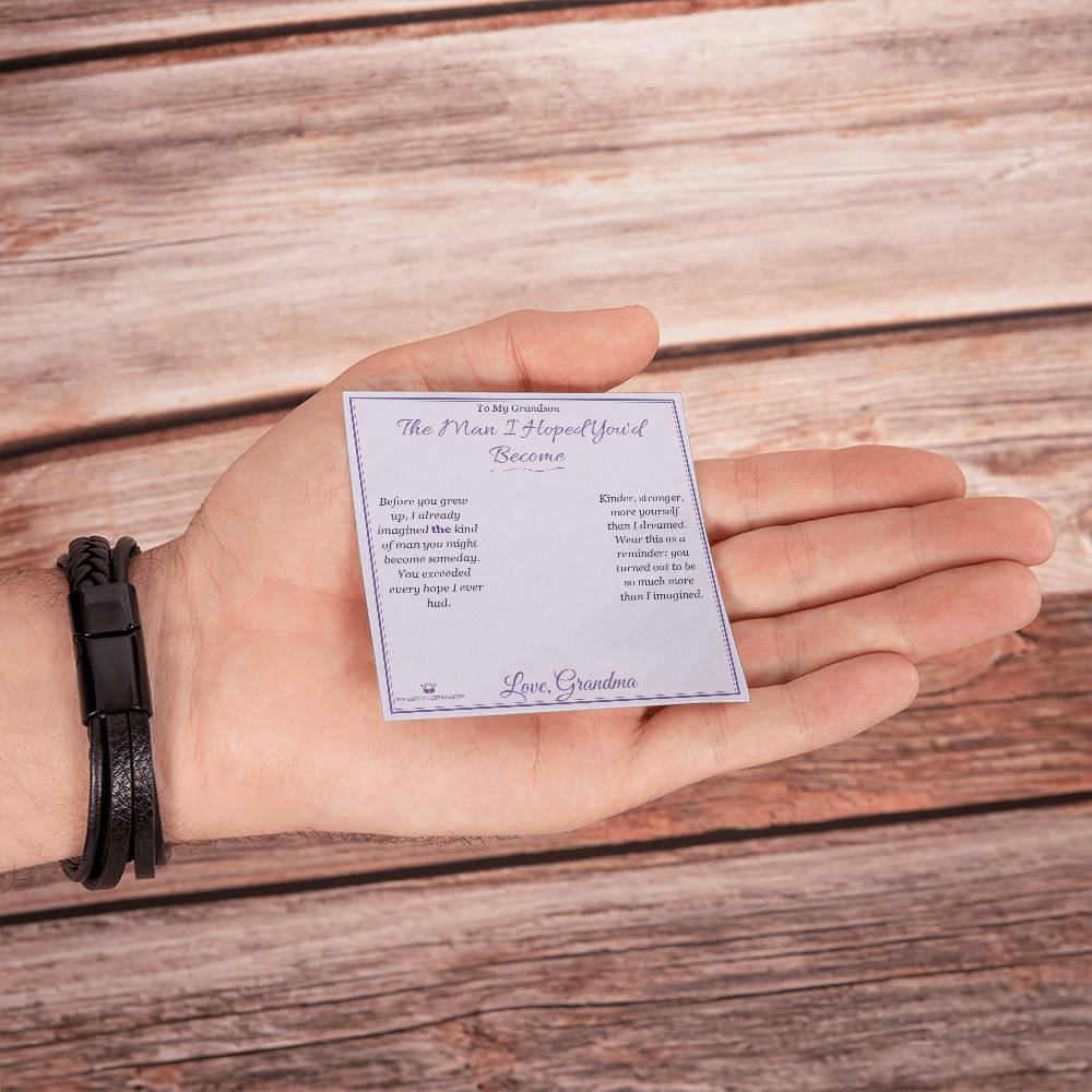 The Man I Hoped You'd Become - Men's Cross Bracelet for Grandson