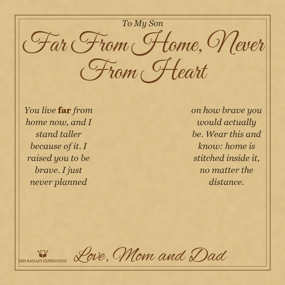 Far From Home, Never From Heart - Men's Cross Bracelet for Son