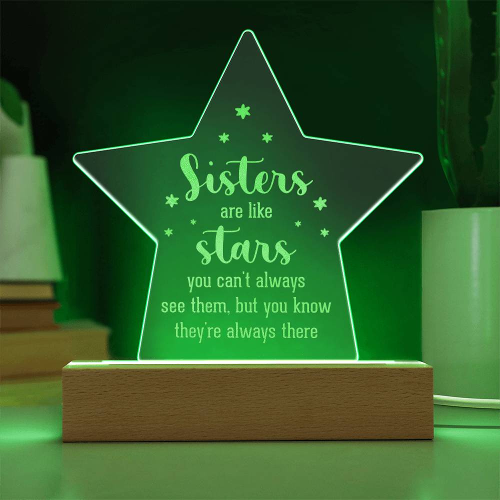 Engraved Acrylic Star Plaque - Sisters Are Like Stars