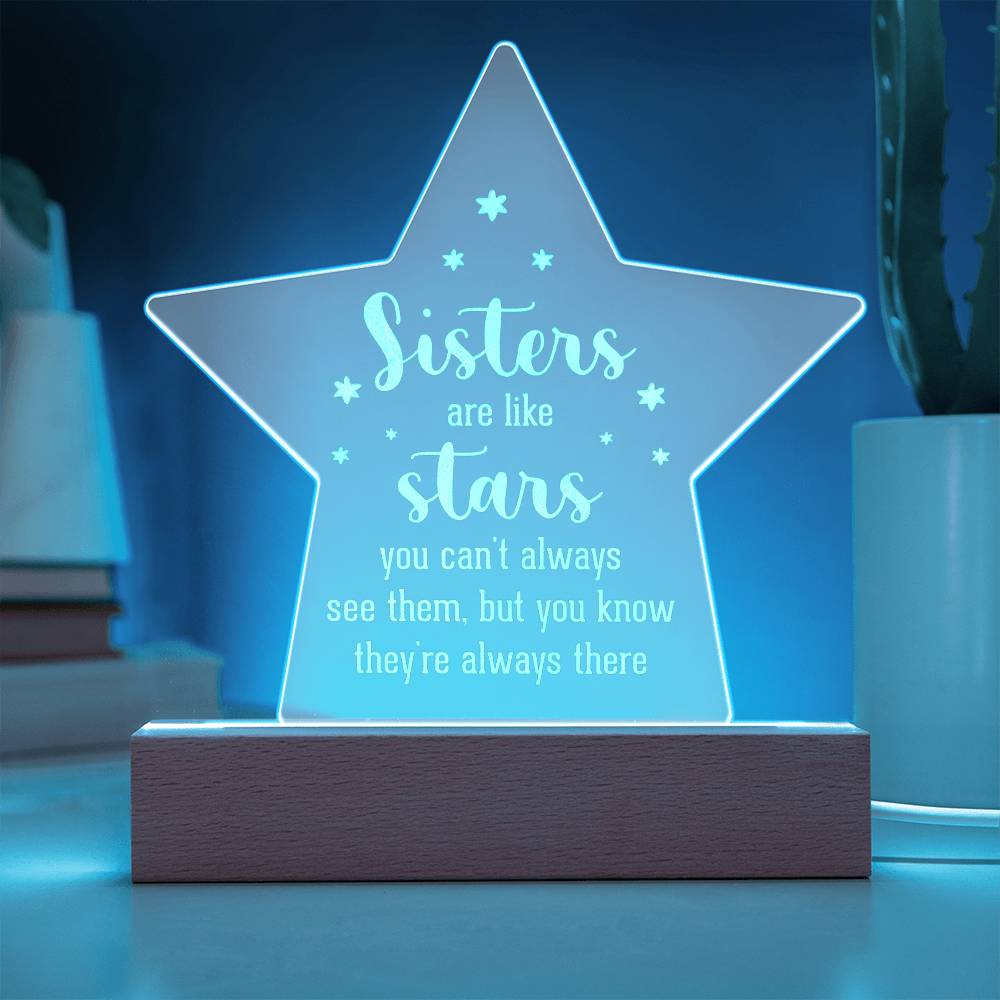 Engraved Acrylic Star Plaque - Sisters Are Like Stars