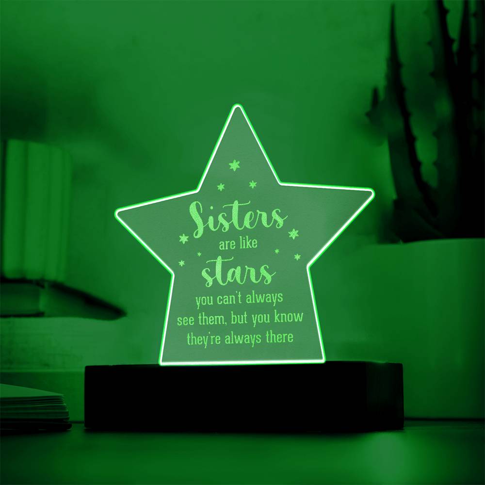 Engraved Acrylic Star Plaque - Sisters Are Like Stars