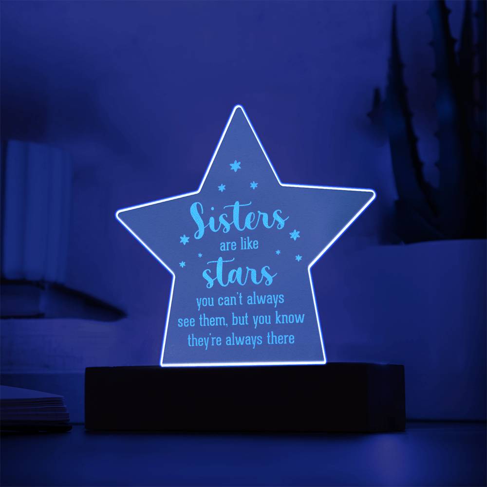 Engraved Acrylic Star Plaque - Sisters Are Like Stars