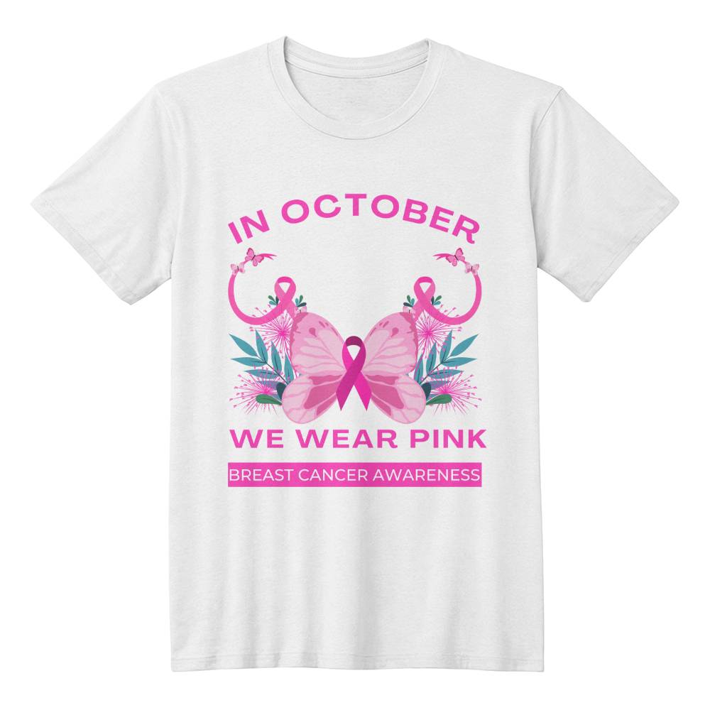 🔥 Buy 3 Get 10% Off 🔥 Women's "In October We Wear Pink" Breast Cancer Awareness T-shirt – Show Your Support in Style!