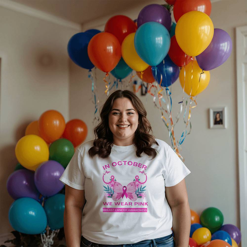 🔥 Buy 3 Get 10% Off 🔥 Women's "In October We Wear Pink" Breast Cancer Awareness T-shirt – Show Your Support in Style!