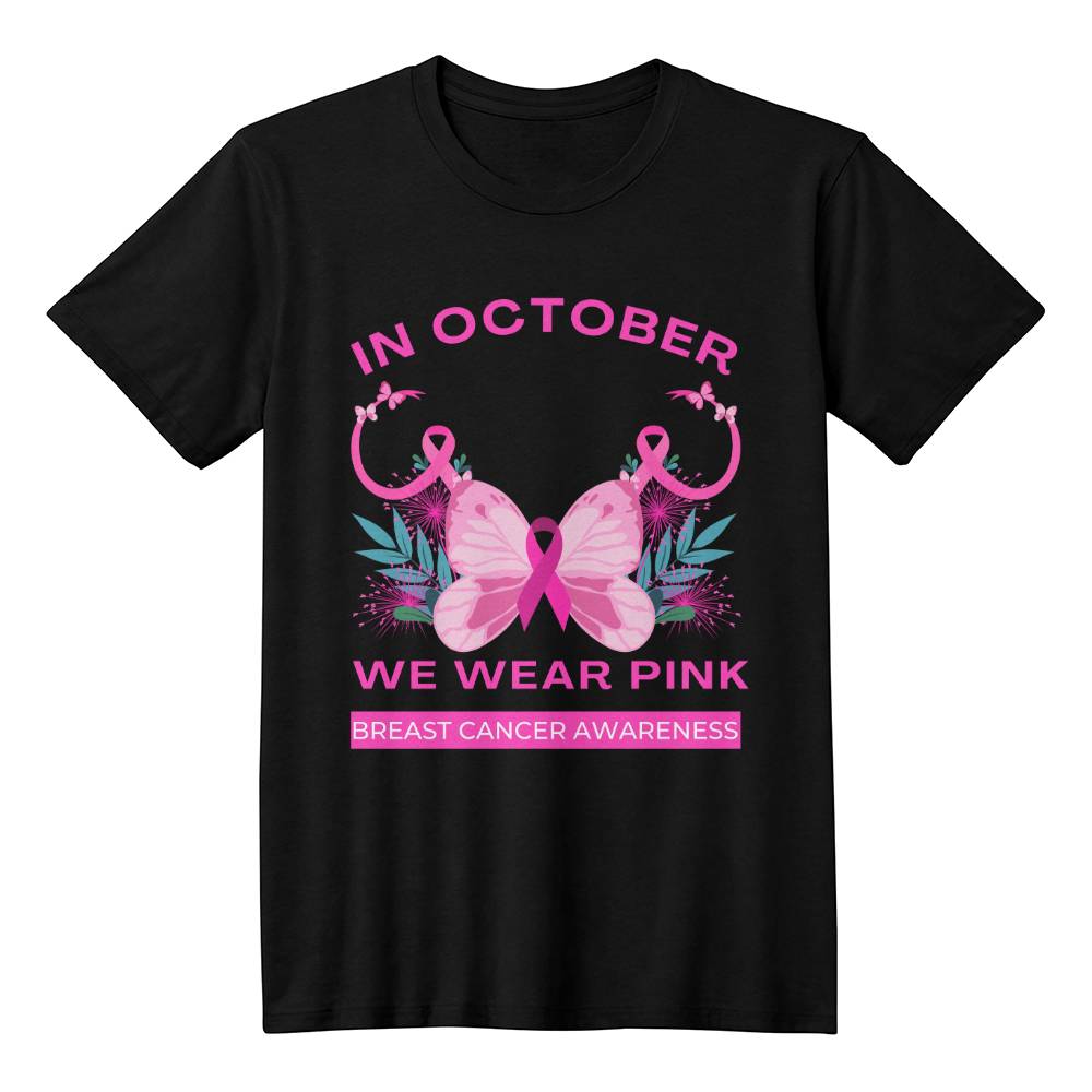 🔥 Buy 3 Get 10% Off 🔥 Women's "In October We Wear Pink" Breast Cancer Awareness T-shirt – Show Your Support in Style!