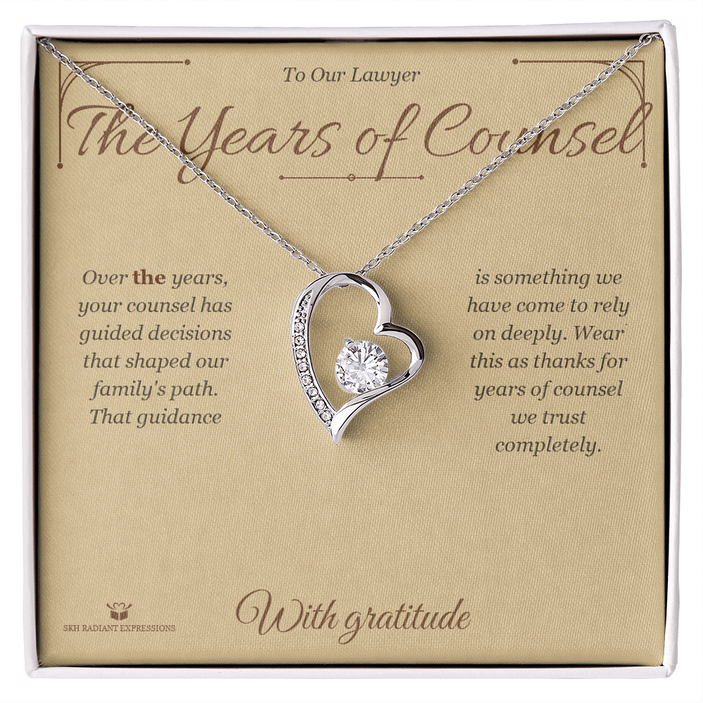The Years of Counsel - Forever Love Necklace for Lawyer - personalized keepsake gift from SKH Radiant Expressions