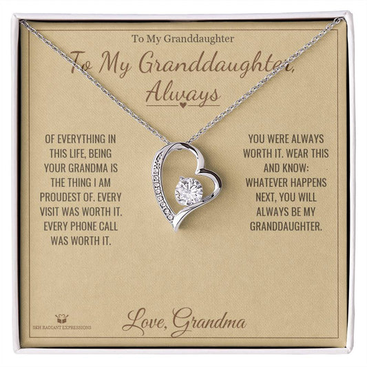 To My Granddaughter, Always - Forever Love Necklace for Granddaughter - personalized keepsake gift from SKH Radiant Expressions