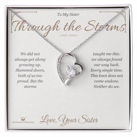 Through the Storms - Forever Love Necklace for Sister - personalized keepsake gift from SKH Radiant Expressions