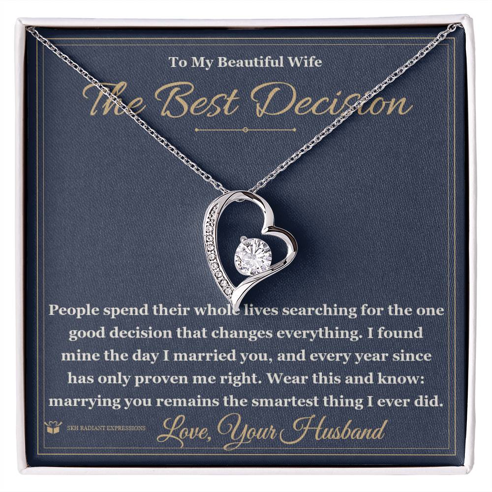 The Best Decision - Forever Love Necklace with Red Rose Box for Wife