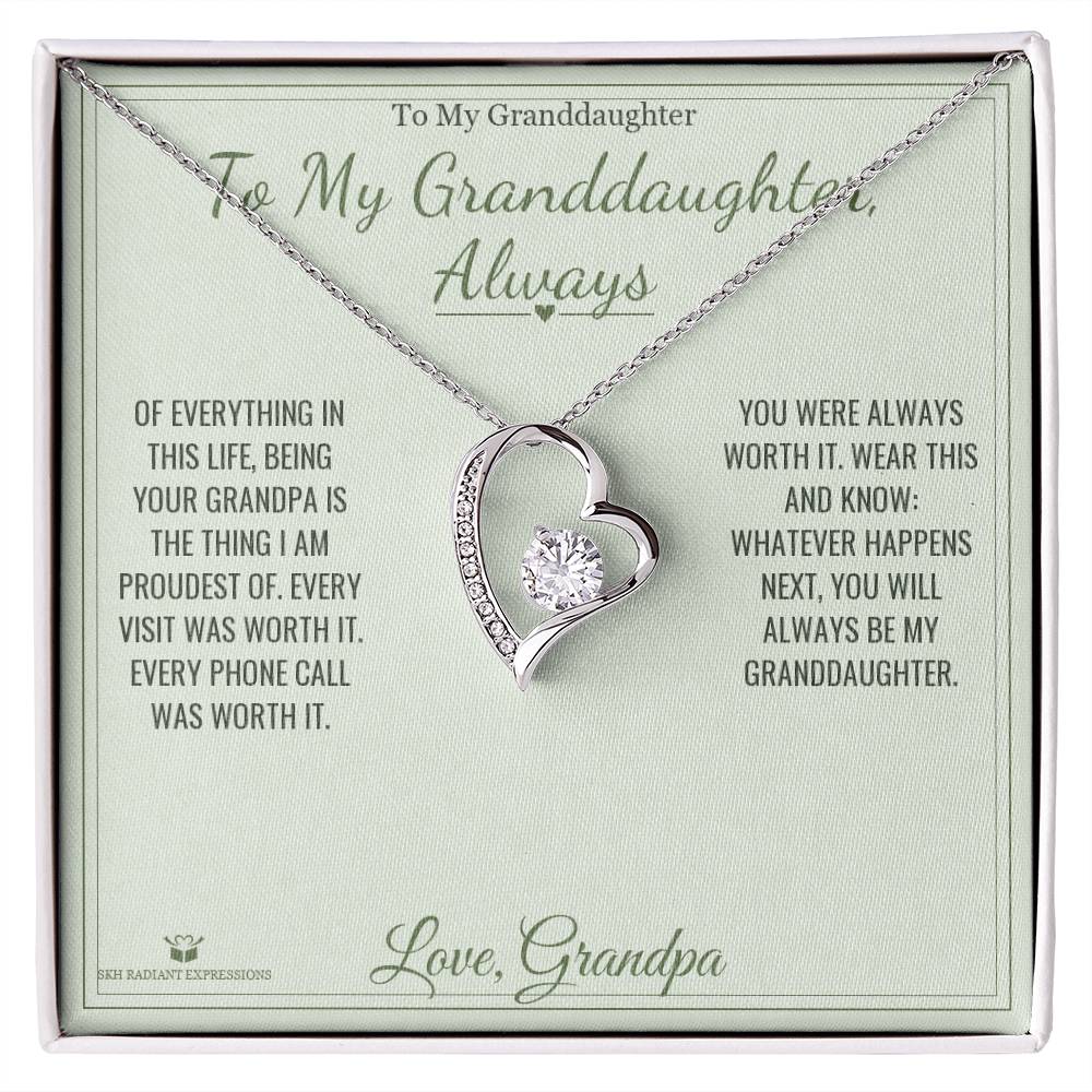 To My Granddaughter, Always - Forever Love Necklace for Granddaughter - personalized keepsake gift from SKH Radiant Expressions