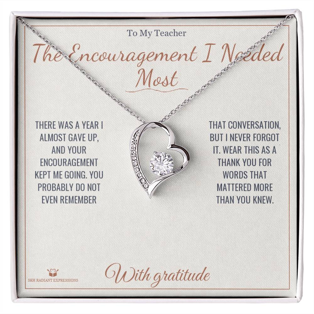 Forever Love Necklace packaging - gift-ready for teacher