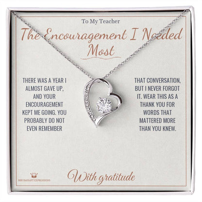 Forever Love Necklace packaging - gift-ready for teacher