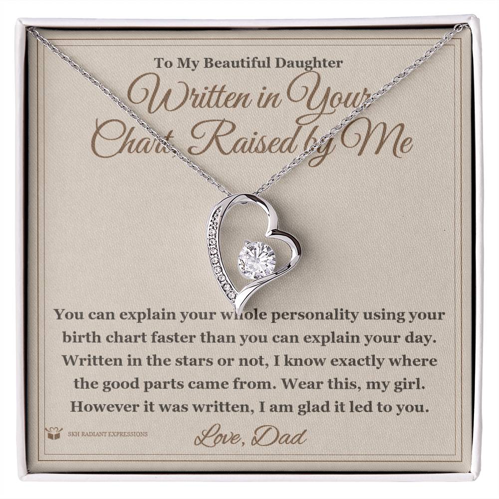 Written in Your Chart, Raised by Me - Forever Love Necklace for Daughter