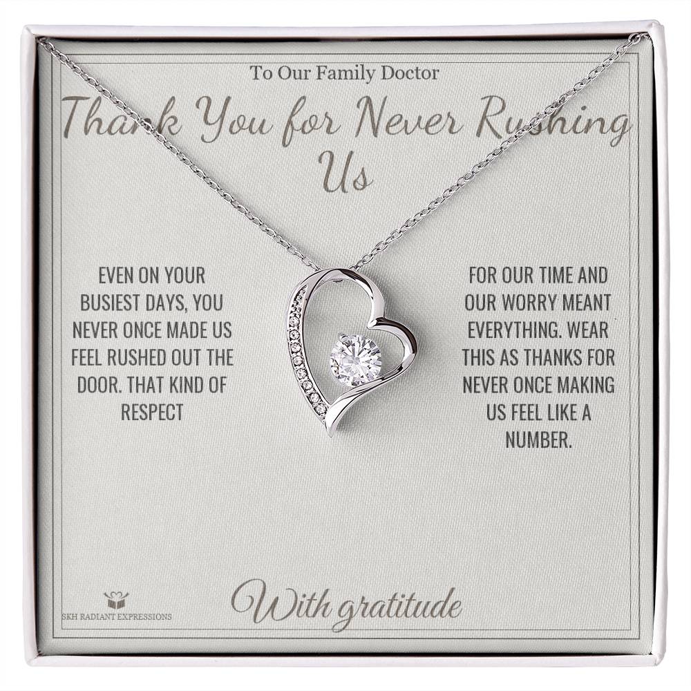 Thank You for Never Rushing Us - Forever Love Necklace for Doctor - personalized keepsake gift from SKH Radiant Expressions