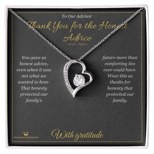 Thank You for the Honest Advice - Forever Love Necklace for Advisor - personalized keepsake gift from SKH Radiant Expressions
