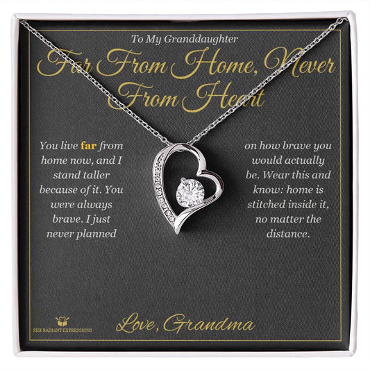 Far From Home, Never From Heart - Forever Love Necklace for Granddaughter - personalized keepsake gift from SKH Radiant Expressions
