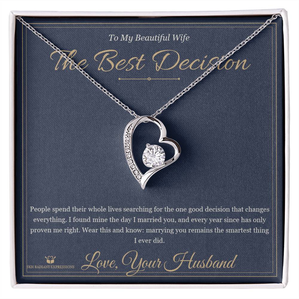 The Best Decision - Forever Love Necklace with Red Rose Box for Wife