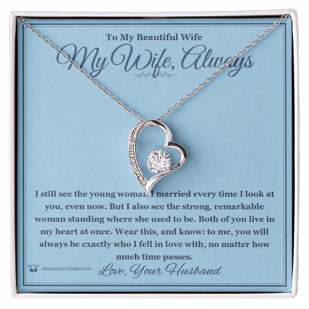 My Wife, Always - Forever Love Necklace with Red Rose Box for Wife