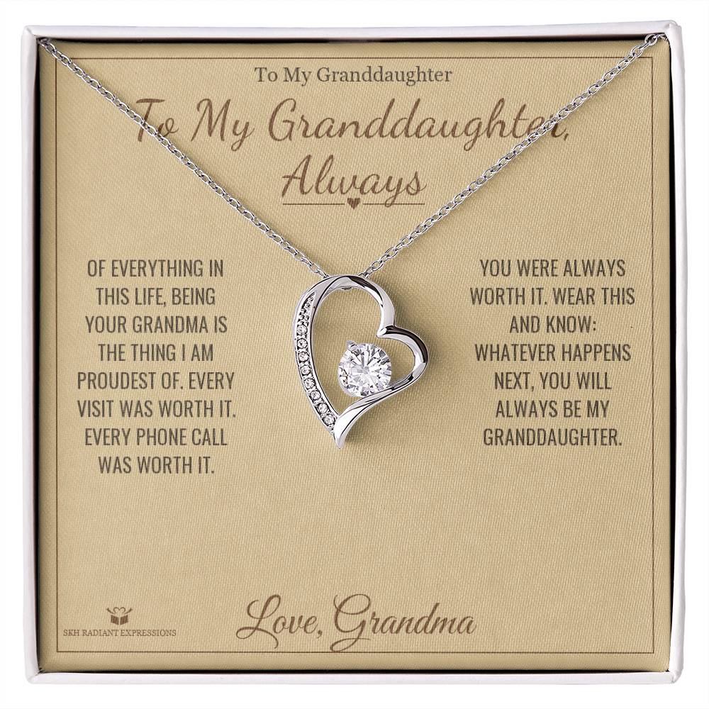 To My Granddaughter, Always - Forever Love Necklace for Granddaughter