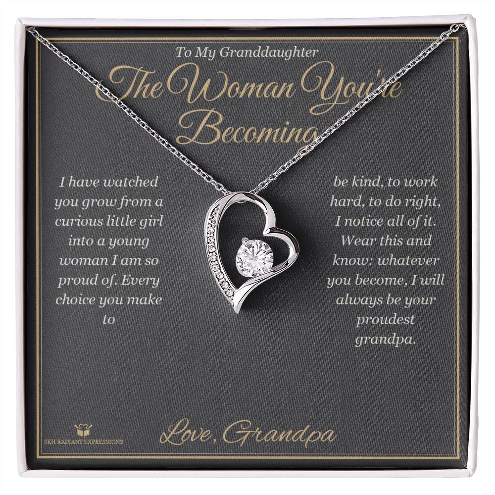 The Woman You're Becoming - Forever Love Necklace for Granddaughter - personalized keepsake gift from SKH Radiant Expressions