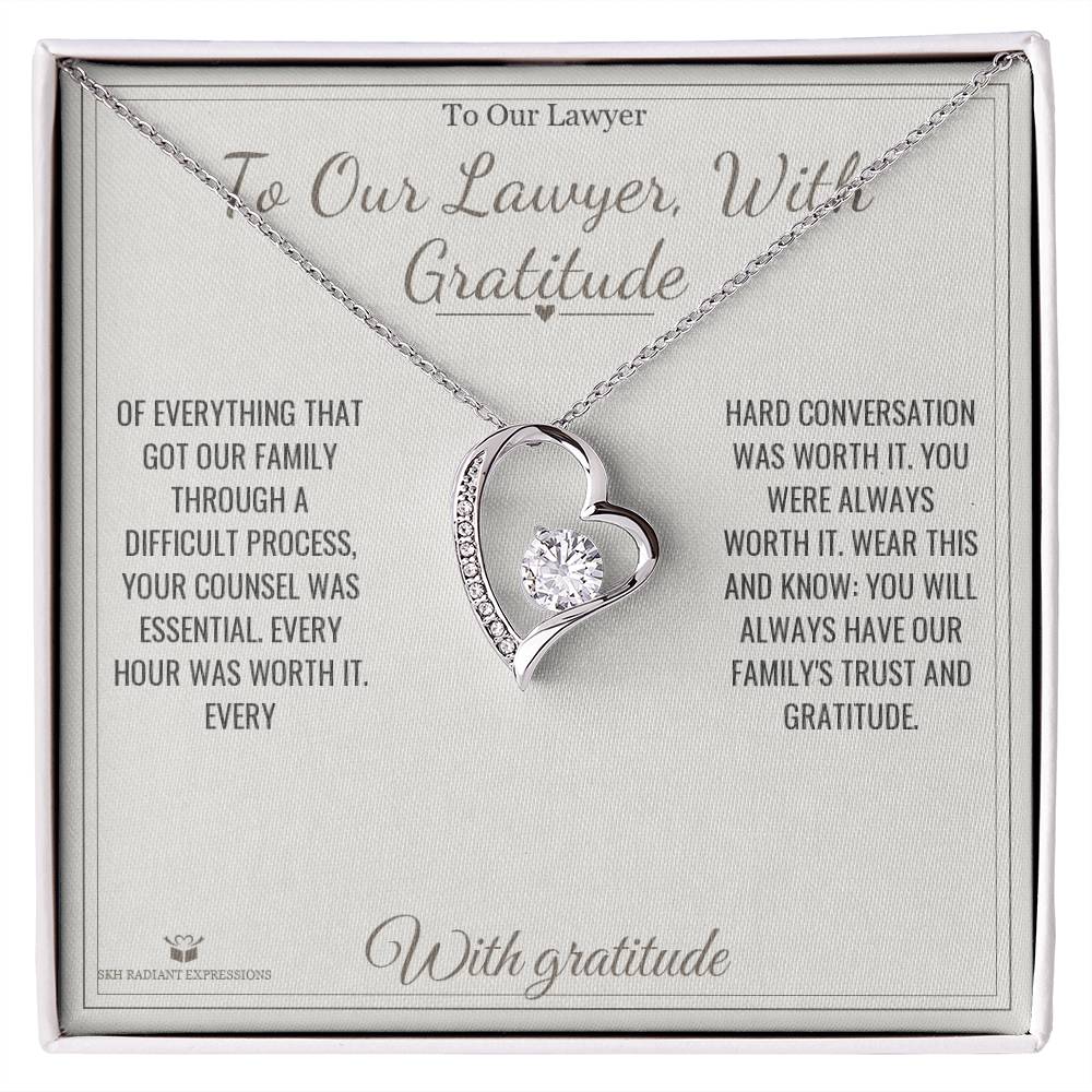 To Our Lawyer, With Gratitude - Forever Love Necklace for Lawyer - personalized keepsake gift from SKH Radiant Expressions
