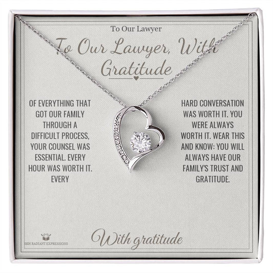 To Our Lawyer, With Gratitude - Forever Love Necklace for Lawyer - personalized keepsake gift from SKH Radiant Expressions