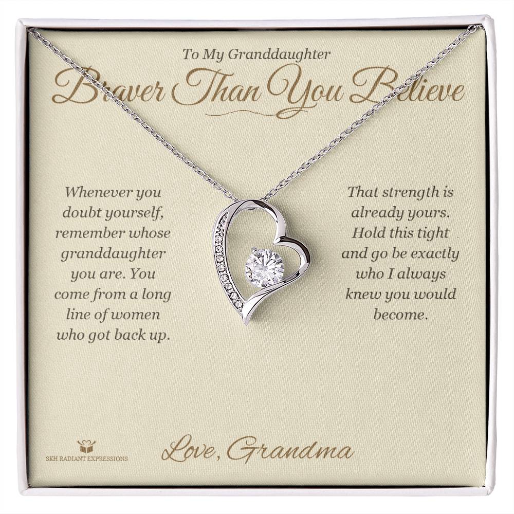 Braver Than You Believe - Forever Love Necklace for Granddaughter - personalized keepsake gift from SKH Radiant Expressions