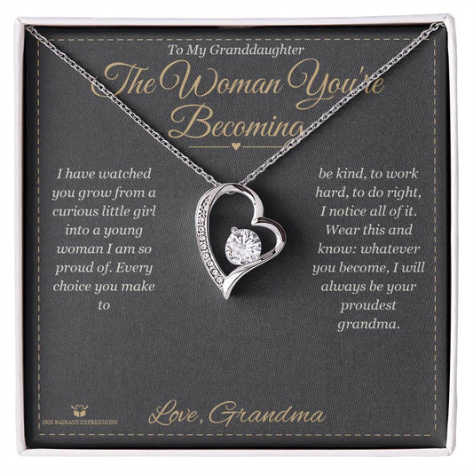 The Woman You're Becoming - Forever Love Necklace for Granddaughter - personalized keepsake gift from SKH Radiant Expressions