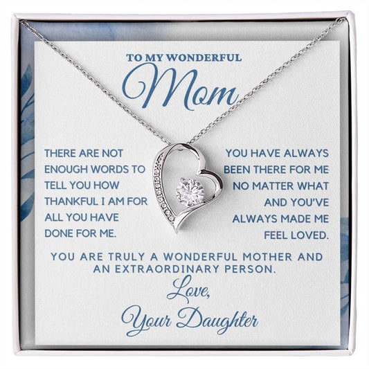 To My Wonderful Mom - Endless Thanks: Celebrating Mom's Love - From Daughter - Love Knot Necklace