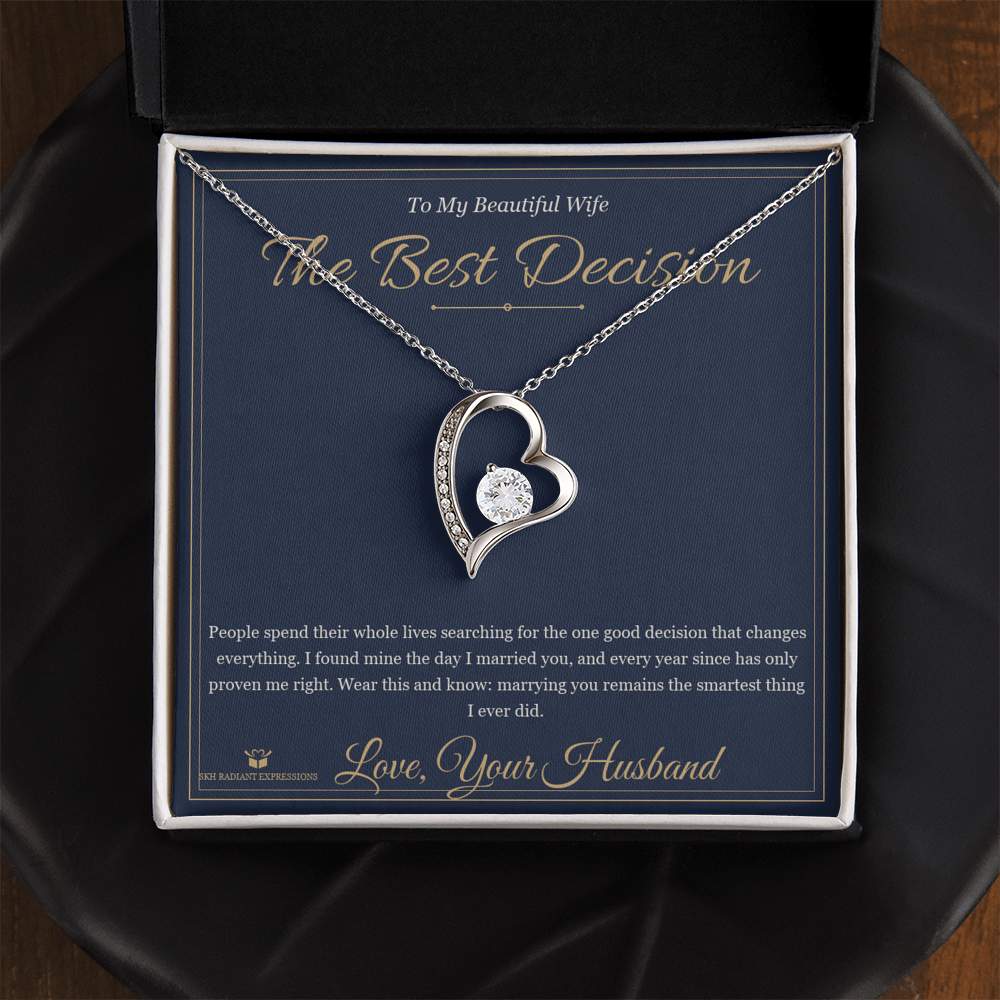 The Best Decision - Forever Love Necklace with Red Rose Box for Wife