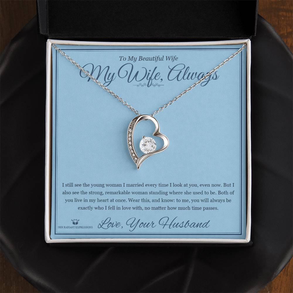 My Wife, Always - Forever Love Necklace with Red Rose Box for Wife