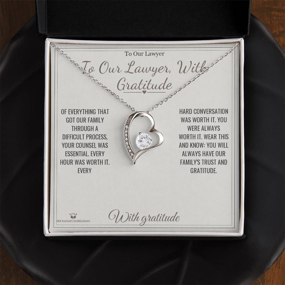 To Our Lawyer, With Gratitude - Forever Love Necklace for Lawyer - personalized keepsake gift from SKH Radiant Expressions