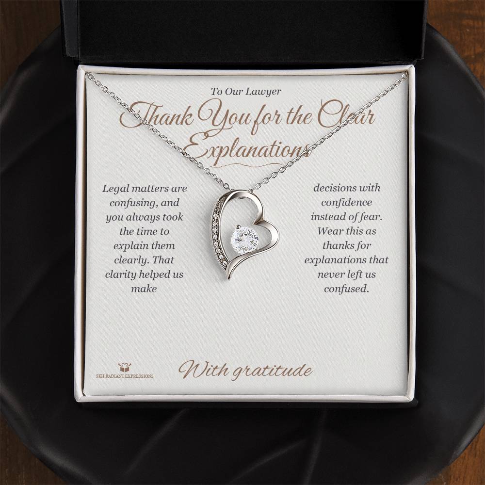 Thank You for the Clear Explanations - Forever Love Necklace for Lawyer - personalized keepsake gift from SKH Radiant Expressions