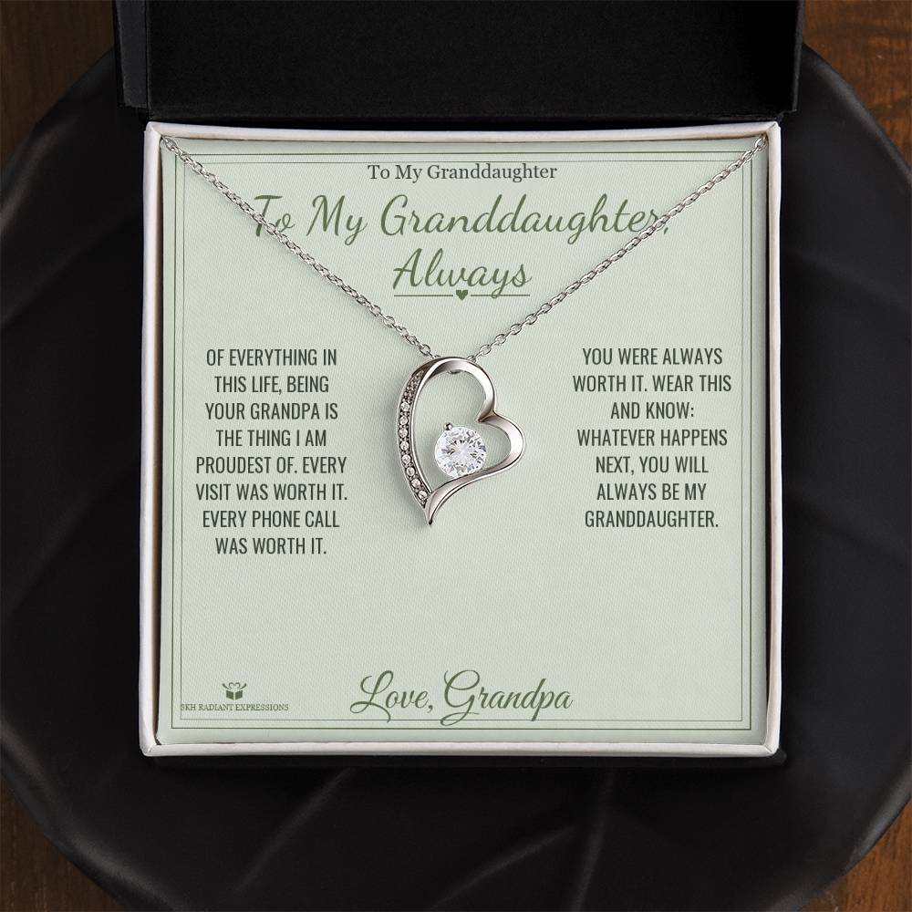 To My Granddaughter, Always - Forever Love Necklace for Granddaughter