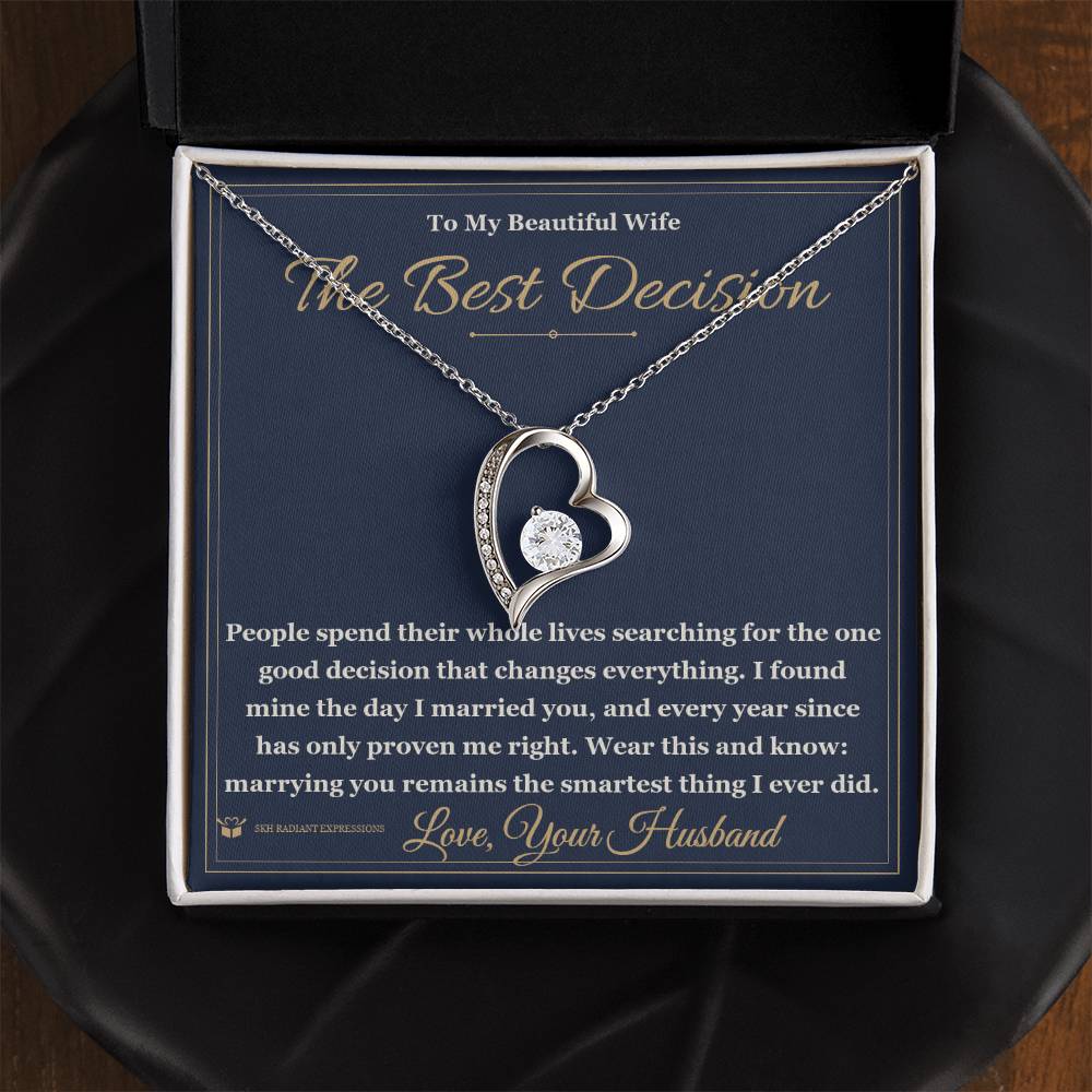 The Best Decision - Forever Love Necklace with Red Rose Box for Wife