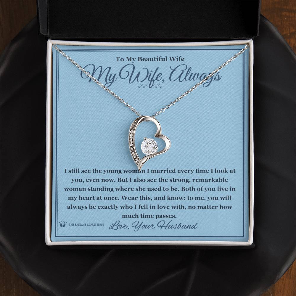My Wife, Always - Forever Love Necklace with Red Rose Box for Wife