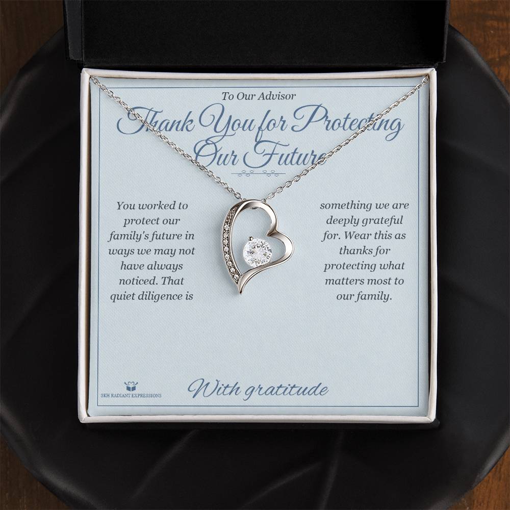 Thank You for Protecting Our Future - Forever Love Necklace for Advisor - personalized keepsake gift from SKH Radiant Expressions