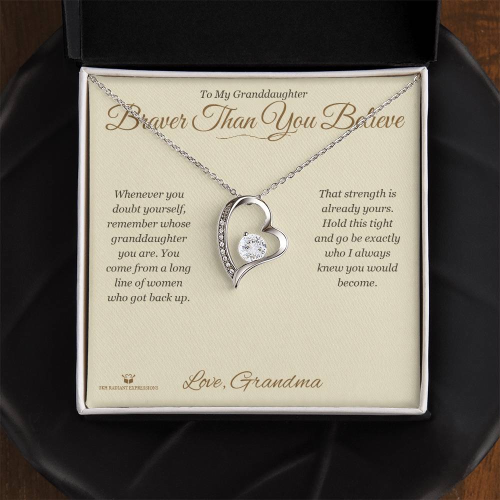 Braver Than You Believe - Forever Love Necklace for Granddaughter - personalized keepsake gift from SKH Radiant Expressions