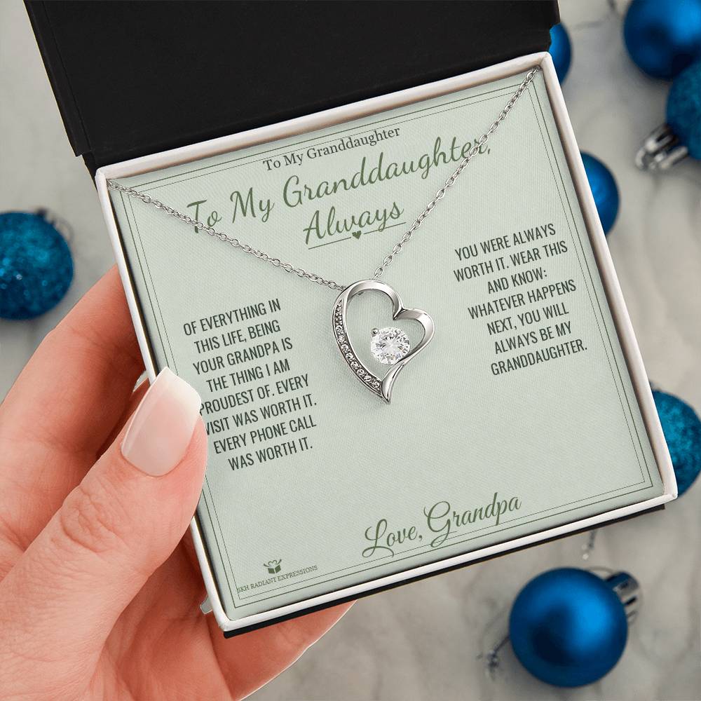 To My Granddaughter, Always - Forever Love Necklace for Granddaughter - personalized keepsake gift from SKH Radiant Expressions