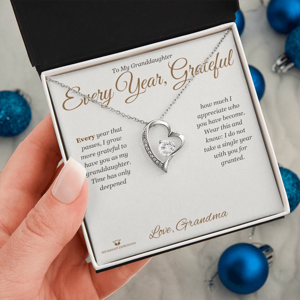 Every Year, Grateful - Forever Love Necklace for Granddaughter - personalized keepsake gift from SKH Radiant Expressions