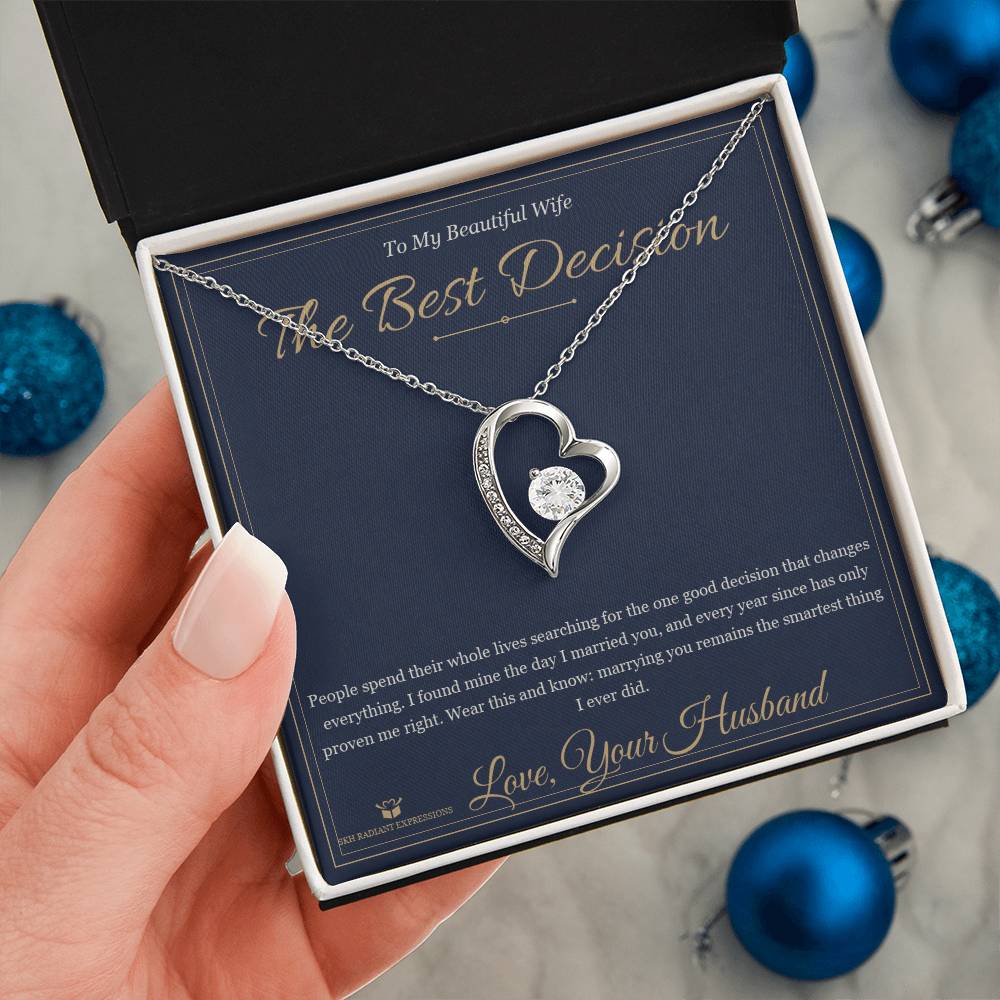 The Best Decision - Forever Love Necklace with Red Rose Box for Wife