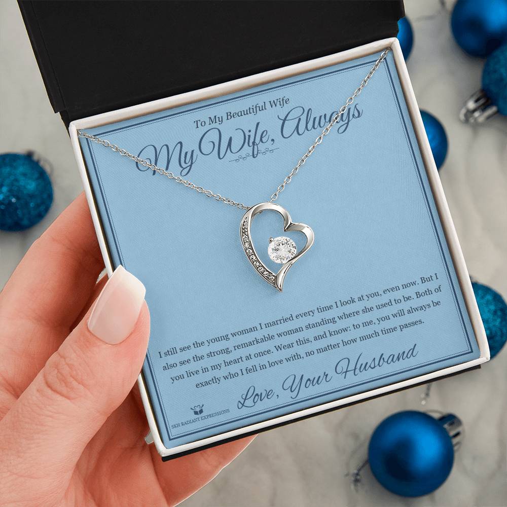 My Wife, Always - Forever Love Necklace with Red Rose Box for Wife