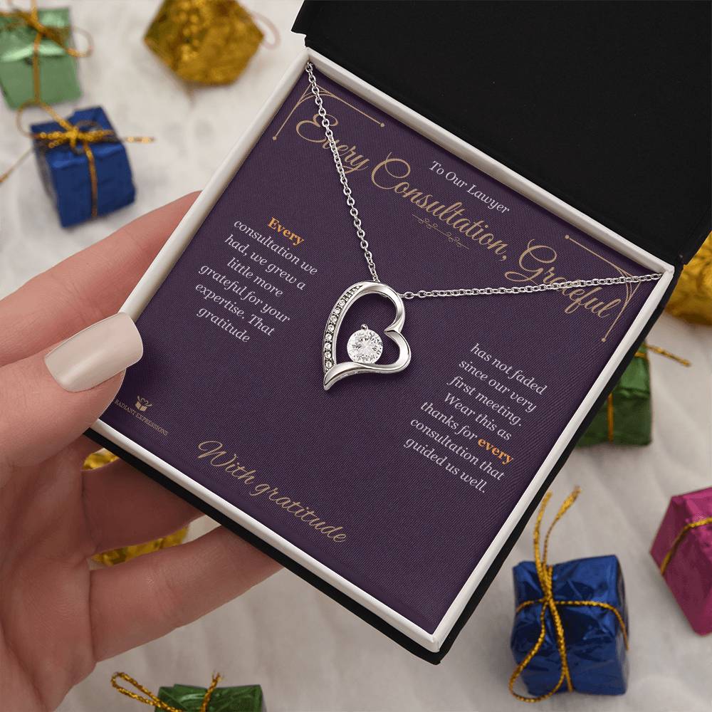 Every Consultation, Grateful - Forever Love Necklace for Lawyer - personalized keepsake gift from SKH Radiant Expressions
