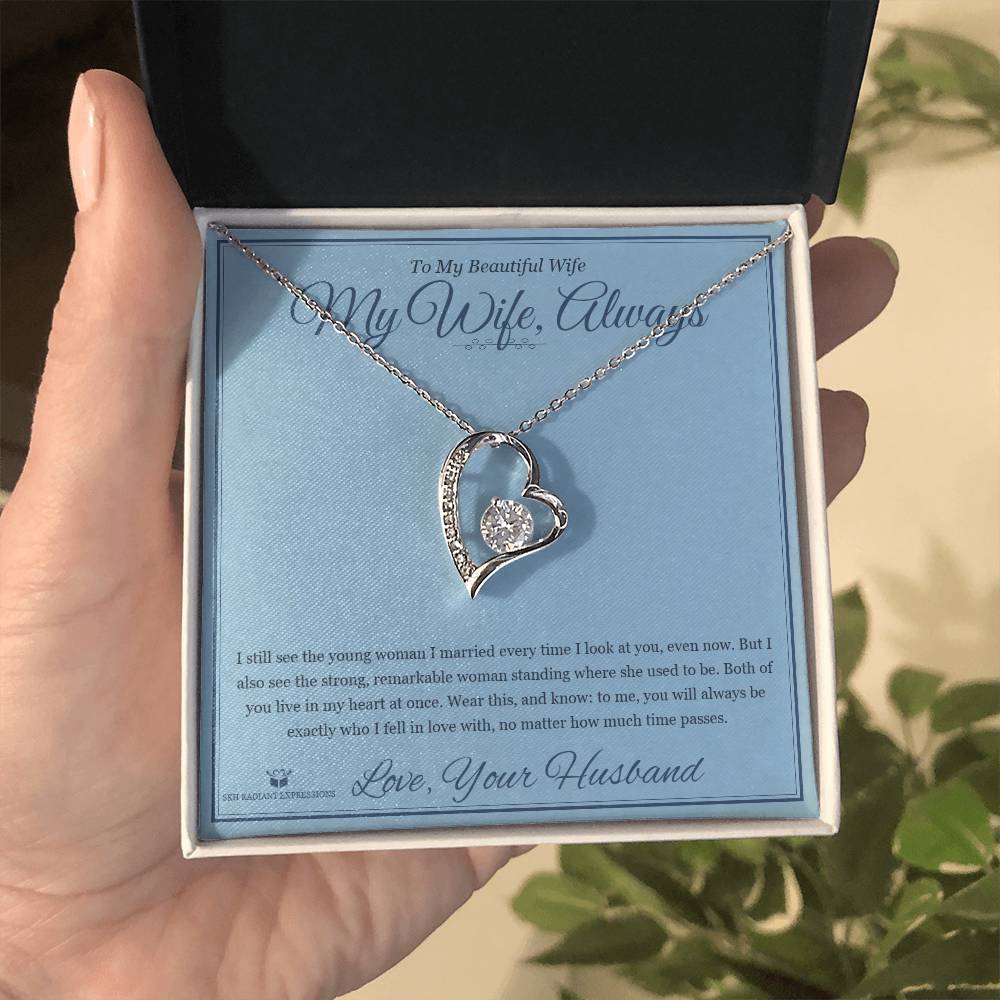 My Wife, Always - Forever Love Necklace with Red Rose Box for Wife
