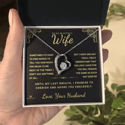 Necklace engraved with your own words for wife