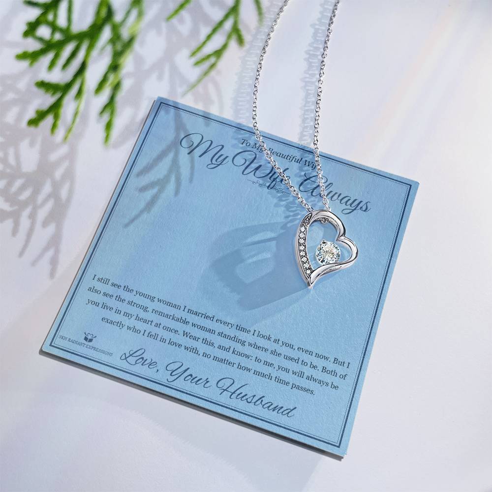 My Wife, Always - Forever Love Necklace with Red Rose Box for Wife