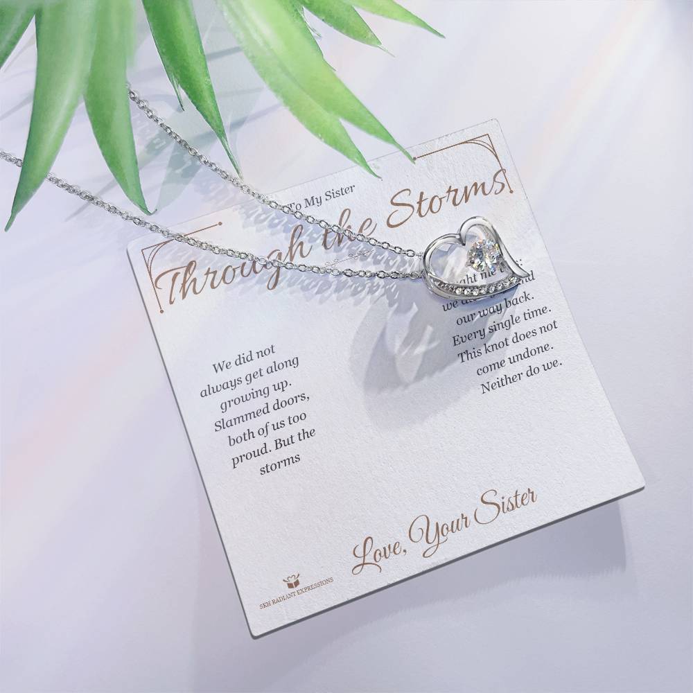 Through the Storms - Forever Love Necklace for Sister - personalized keepsake gift from SKH Radiant Expressions