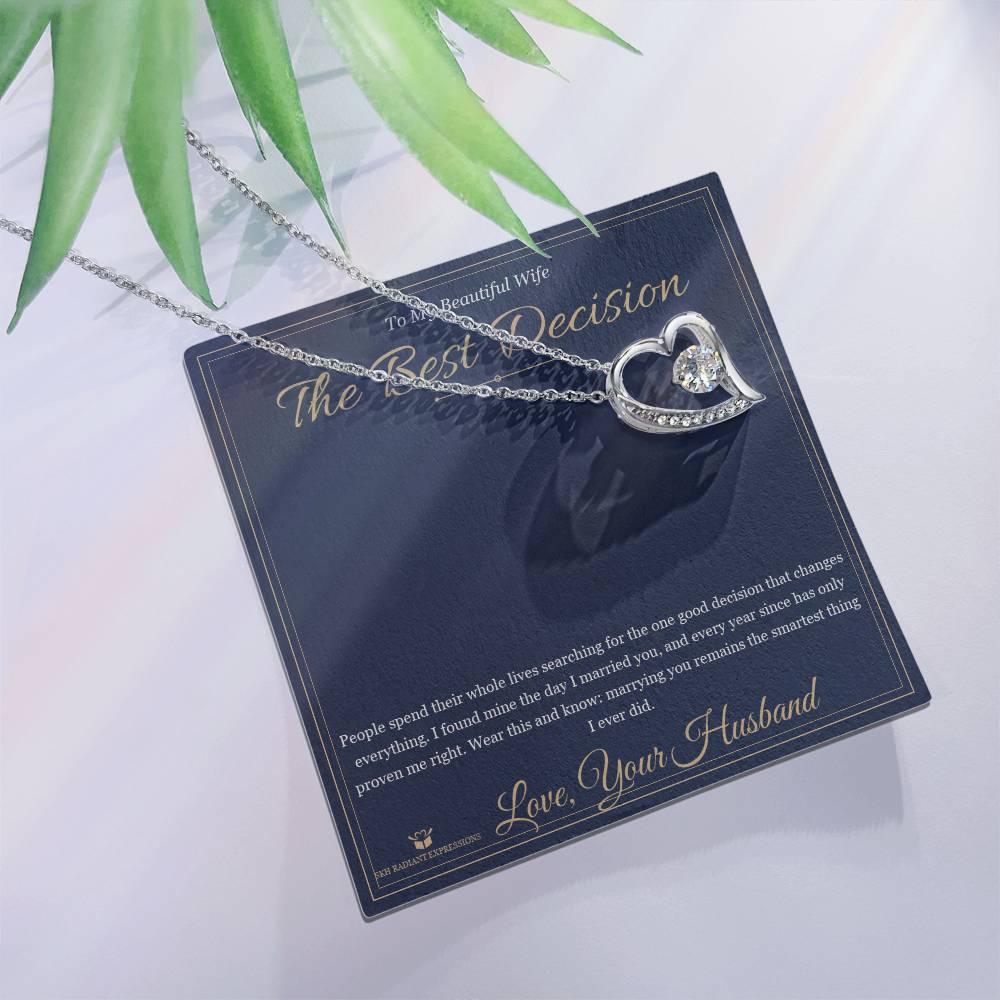 The Best Decision - Forever Love Necklace with Red Rose Box for Wife