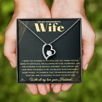 Forever Love Necklace engraved with your own words for wife